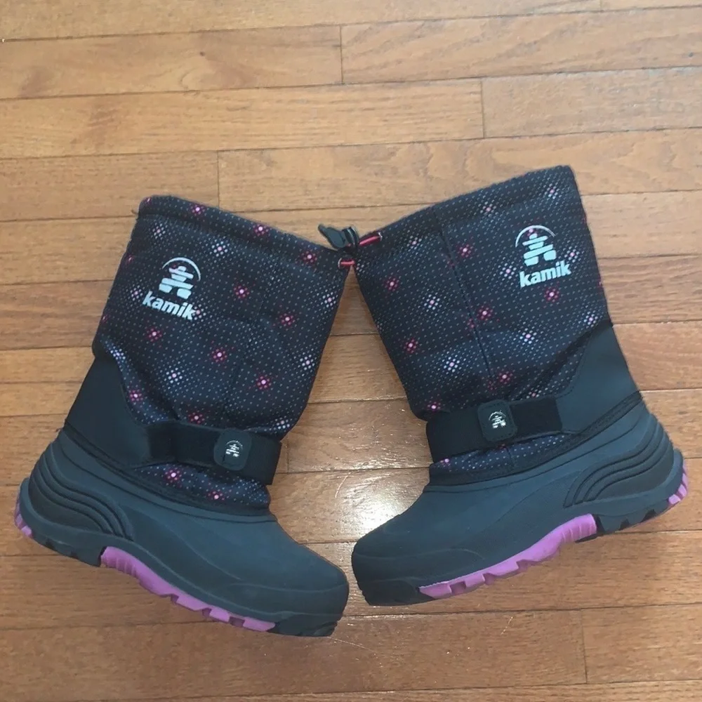Kamik Girl’s‎ Rocket 2 Black and Pink Winter Snow Boots Size Six